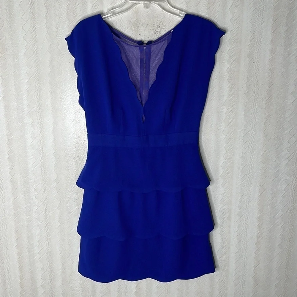 URBAN OUTFITTERS DAZZLING Blue Dress scalloped trim Size medium - Picture 2 of 5